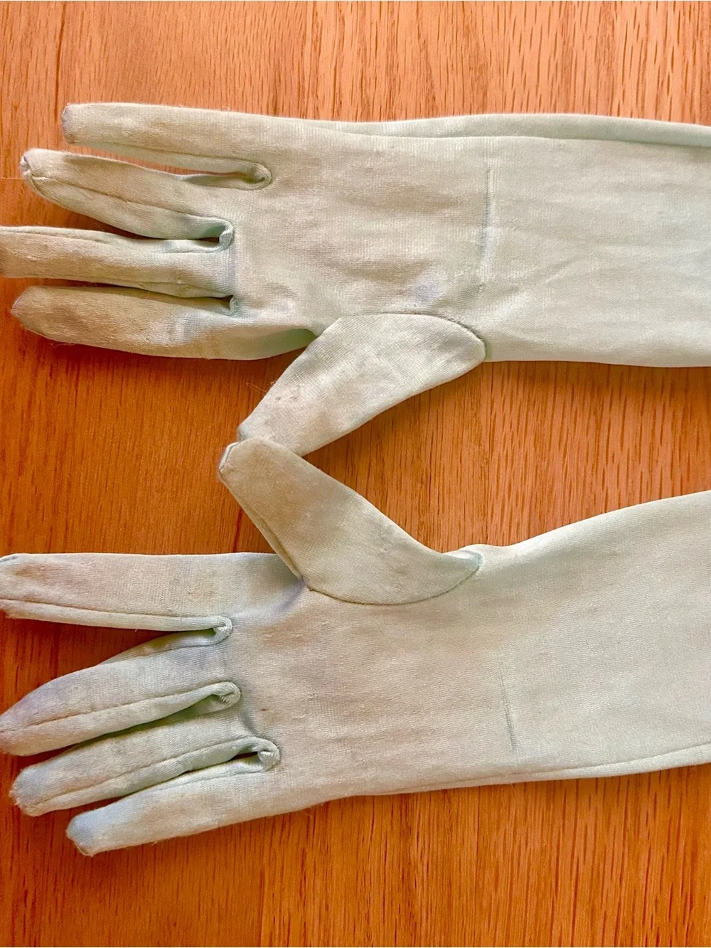 Disney Light Mint Satin Costume Gloves with Blue Accent Design frozen Elsa